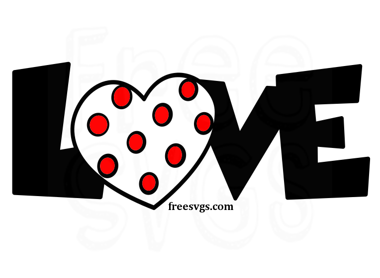 Love SVG design made with sparkly red and pink hearts in a metallic sheen